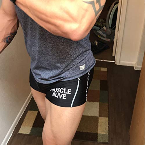Muscle Alive Hombre Gimnasia Apretado Entrepierna 11 Culturismo Pantalones Cortos de poliéster y Lycra