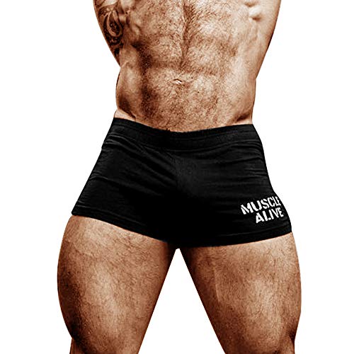 Muscle Alive Hombres Gimnasio Culturismo Rutina de Ejercicio Men Pantalones Cortos Algodón