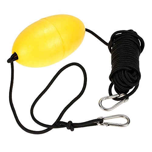 Muslady Kit de anclaje de aluminio plegable con cuerda para pote pequeño de Canoa Kayak y Clips de Acero Inoxidable 1 pieza (30 pies) Amarillo