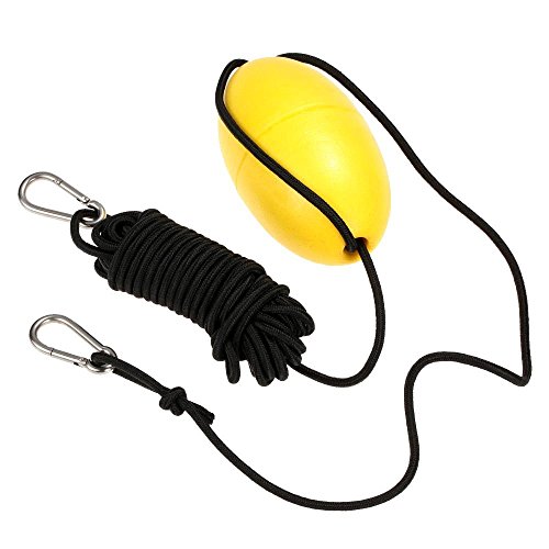 Muslady Kit de anclaje de aluminio plegable con cuerda para pote pequeño de Canoa Kayak y Clips de Acero Inoxidable 1 pieza (30 pies) Amarillo