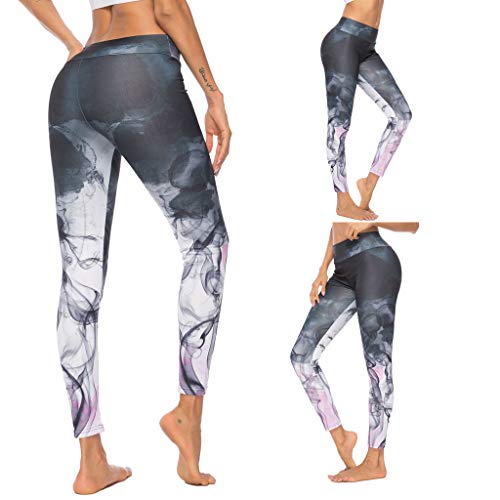 Mxjeeio - Mallas Deportivas Mujer Pantalones Pirata Leggins Deportes para Running Yoga Fitness Gym con Estampado Digital Pantalones con Fondo Deportivo Pantalones de Yoga Deportivos Ajustados