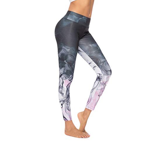 Mxjeeio - Mallas Deportivas Mujer Pantalones Pirata Leggins Deportes para Running Yoga Fitness Gym con Estampado Digital Pantalones con Fondo Deportivo Pantalones de Yoga Deportivos Ajustados