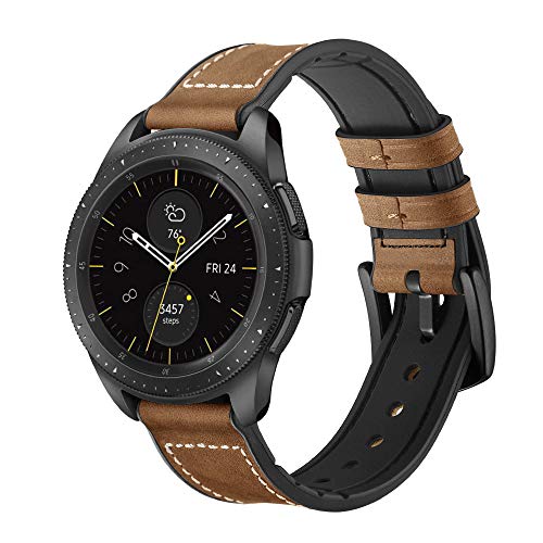 Myada para 20MM Correas Galaxy Watch 42mm Piel, Correa Samsung Watch Active 40mm Cuero, Pulseras de Repuesto de Hebilla Acero Inoxidable Strap para Samsung Gear Sport/ S2 Classic