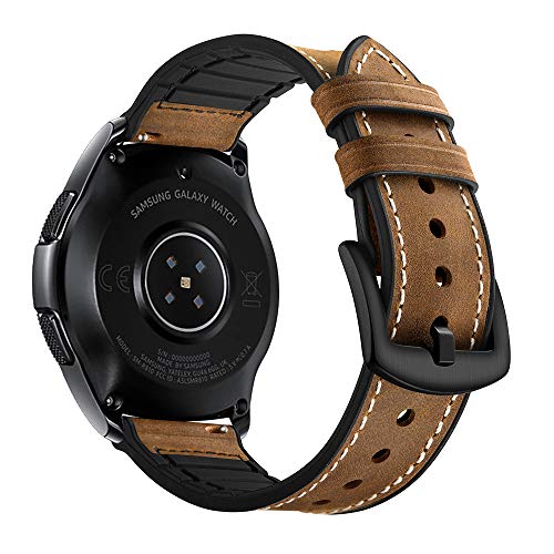 Myada para 20MM Correas Galaxy Watch 42mm Piel, Correa Samsung Watch Active 40mm Cuero, Pulseras de Repuesto de Hebilla Acero Inoxidable Strap para Samsung Gear Sport/ S2 Classic