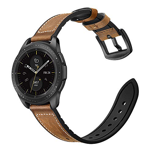 Myada para 20MM Correas Galaxy Watch 42mm Piel, Correa Samsung Watch Active 40mm Cuero, Pulseras de Repuesto de Hebilla Acero Inoxidable Strap para Samsung Gear Sport/ S2 Classic