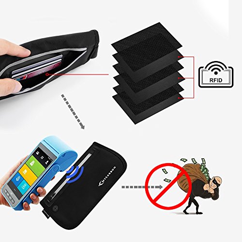 MYCARBON Riñonera Viaje Cepillo Antirrobo Bolsa Esconder Cinturón Dinero RFID Riñonera Impermeable para Tarjetas Pasaportes Smartphone hasta 6"Proteger Viajar