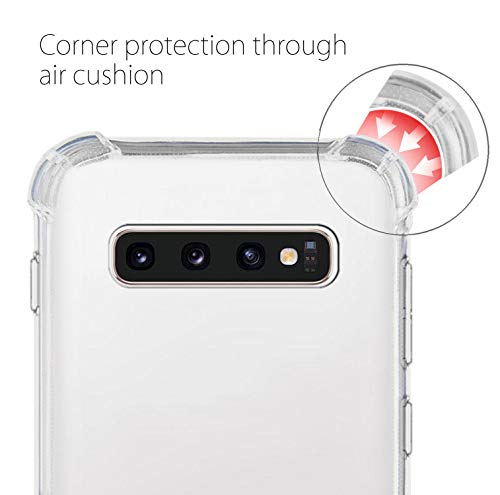 MyGadget Funda Transparente con Cordón para Samsung Galaxy S10 Plus - Carcasa Cuerda y Esquinas Reforzadas en Silicona TPU - Case y Correa - Blanco