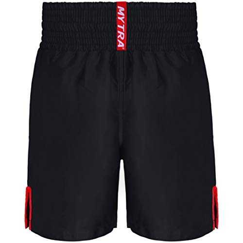 Mytra Fusion Satin Boxing Shorts, MMA Shorts, Combat Shorts, Ring Shorts, Training Shorts (Black, Large)