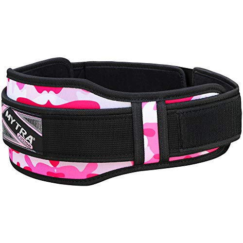 Mytra Fusion Unisex Gym Belt Fitness Belt for Exercise, Weightlifting, Powerlifting, Crossfit Training (Camo Pink, Small)