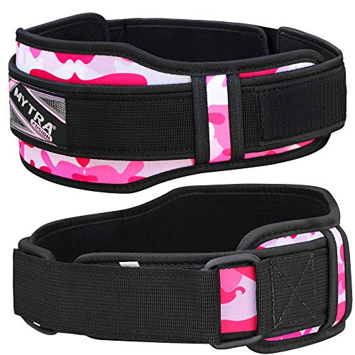 Mytra Fusion Unisex Gym Belt Fitness Belt for Exercise, Weightlifting, Powerlifting, Crossfit Training (Camo Pink, Small)