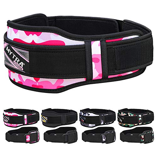 Mytra Fusion Unisex Gym Belt Fitness Belt for Exercise, Weightlifting, Powerlifting, Crossfit Training (Camo Pink, Small)