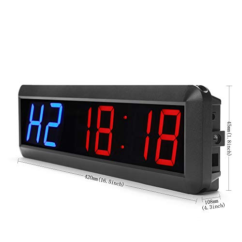 N/ A 2.3 Inch 6 Digital Led Countdown Timer Stopwatch Reloj de Pared para Gimnasio Fitness Home (Azul/Rojo)