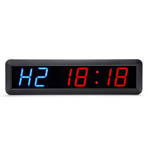 N/ A 2.3 Inch 6 Digital Led Countdown Timer Stopwatch Reloj de Pared para Gimnasio Fitness Home (Azul/Rojo)