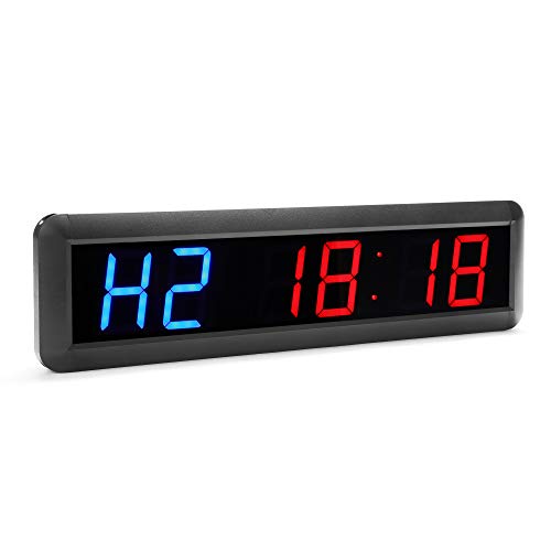 N/ A 2.3 Inch 6 Digital Led Countdown Timer Stopwatch Reloj de Pared para Gimnasio Fitness Home (Azul/Rojo)