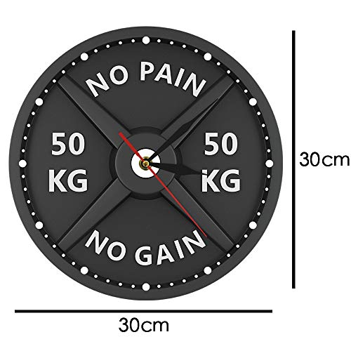 N/ A Barbell 3D Reloj de Pared Moderno Levantamiento de Pesas Pesa de Gimnasia Culturismo Reloj de Pared Gimnasio Entrenamiento Regalo de Hombre Fuerte