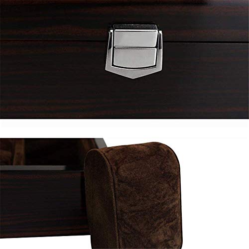 N/ A Caja de Reloj 6 Ranuras Relojes para Hombres Almacenamiento Material de Madera Vitrina Organizador Cubierta Superior con Tapa de Cristal Joyería con Almohadas Portátil