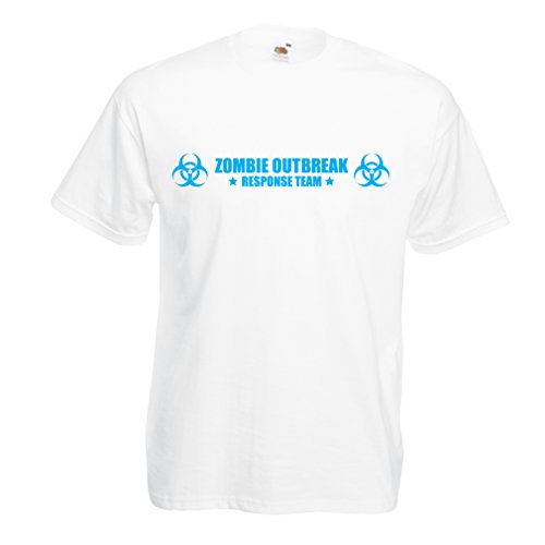 N4519 Camiseta Zombie Outbreak Response Team (Small Blanco Azul)