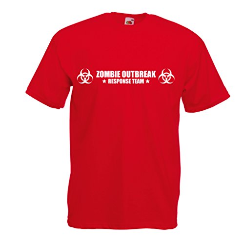 N4519 Camiseta Zombie Outbreak Response Team (XX-Large Rojo Blanco)