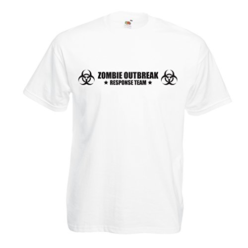 N4519 Camiseta Zombie Outbreak Response Team (XXXXX-Large Blanco Negro)