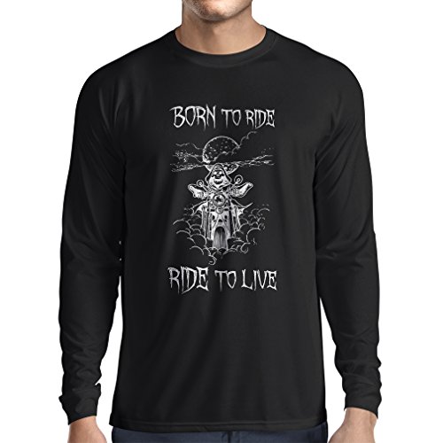 N4690L Camiseta de Manga Larga Born To Ride! Motorcycle Clothing (XXX-Large Negro Multicolor)