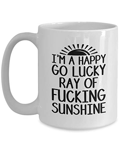 N\A Cita Divertida de la Taza de café, Soy un Feliz Rayo de Suerte del Maldito Sol, mi Taza de Sol, Taza de café de Buenos días con Sol - Regalos de cumpleaños o Navidad Taza de cerámica Blanca