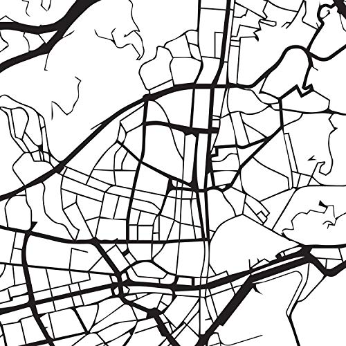 Nacnic Lámina Mapa de la Ciudad Malaga Estilo nordico en Blanco y Negro. Poster tamaño A3 Sin Marco Impreso Papel 250 gr. Cuadros, láminas y Posters para Salon y Dormitorio