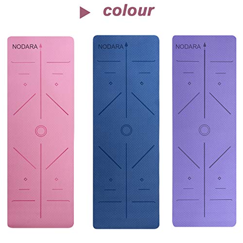 NADARA Eco Yoga Mat Tiene Sistema de alineación del Cuerpo Humano, TPE Antideslizante, Alfombra del Piso Pilates Ligero y Compacto, Adecuado Fitness para Hombres y Mujeres y Viajes Familiares.