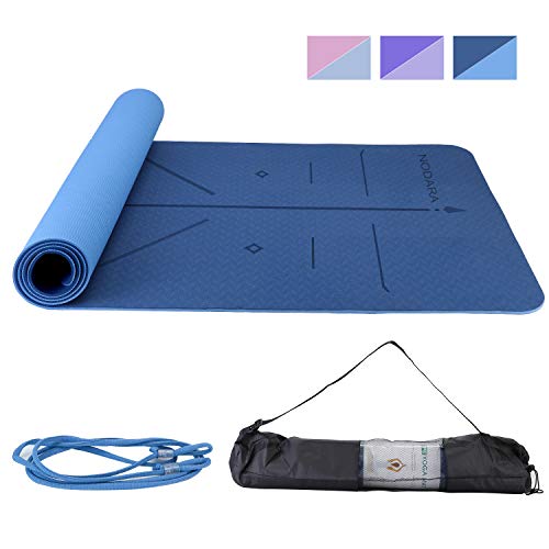 NADARA Eco Yoga Mat Tiene Sistema de alineación del Cuerpo Humano, TPE Antideslizante, Alfombra del Piso Pilates Ligero y Compacto, Adecuado Fitness para Hombres y Mujeres y Viajes Familiares.