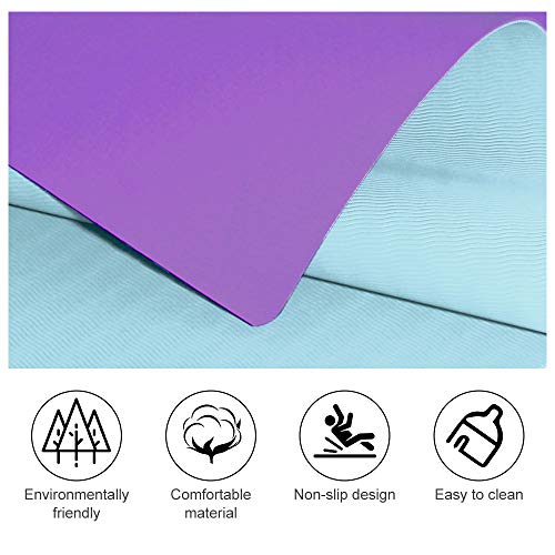 NAFFIC Esterilla Yoga,Alfombrilla de Yoga Texturizada Antideslizante 3*Banda de Resistencia,1* Correa de Transporte para Ejercicios para Yoga,Pilates y Ejercicios de Piso 183x61x0.6 cm (Rosado-Azul)