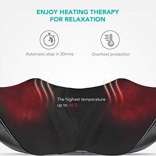 Naipo Masajeador eléctrico de hombros y cuello con función de calor, masaje de rotación 3D, velocidad ajustable para la casa, la oficina o el coche