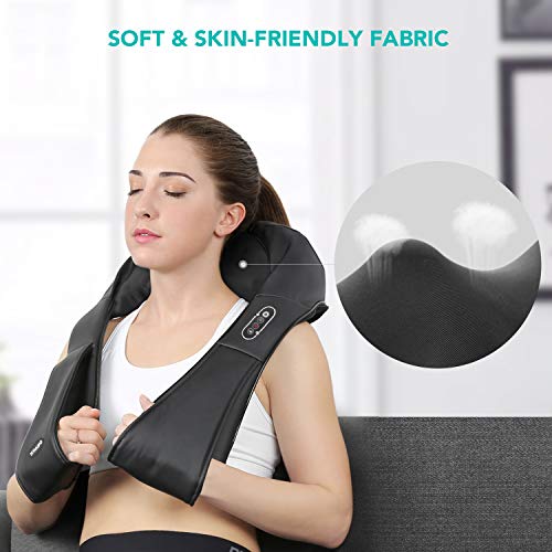 Naipo Masajeador eléctrico de hombros y cuello con función de calor, masaje de rotación 3D, velocidad ajustable para la casa, la oficina o el coche