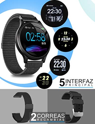 NAIXUES Smartwatch, Reloj Inteligente IP67 Pulsera Actividad Inteligente con Pulsómetro, Monitor de Sueño, Podómetro, Calorías Mujer Hombre para iOS y Android