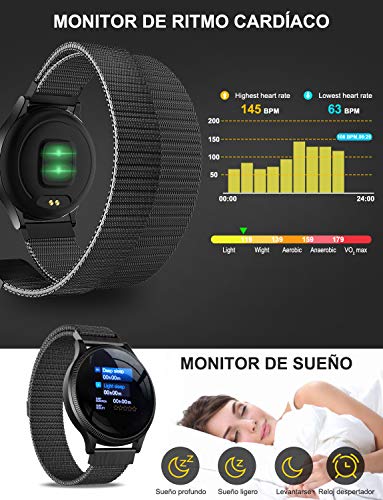 NAIXUES Smartwatch, Reloj Inteligente IP67 Pulsera Actividad Inteligente con Pulsómetro, Monitor de Sueño, Podómetro, Calorías Mujer Hombre para iOS y Android