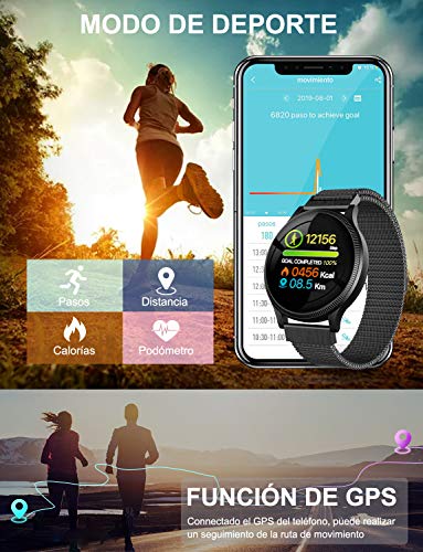 NAIXUES Smartwatch, Reloj Inteligente IP67 Pulsera Actividad Inteligente con Pulsómetro, Monitor de Sueño, Podómetro, Calorías Mujer Hombre para iOS y Android