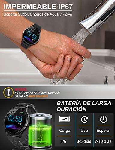 NAIXUES Smartwatch, Reloj Inteligente IP67 Pulsera Actividad Inteligente con Pulsómetro, Monitor de Sueño, Podómetro, Calorías Mujer Hombre para iOS y Android