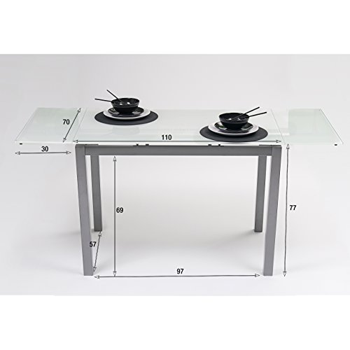 NAKURA Conjunto de Mesa de Cocina Extensible 110/140/170x70 cm+ 4 sillas - Paris