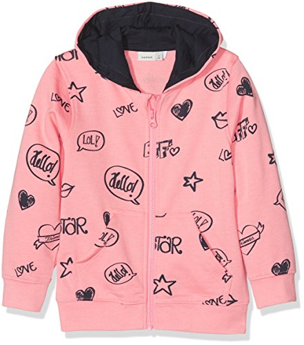 NAME IT NITHBINE SWE CARD W HOOD NMT CAMP, Chaqueta Niños, Rosa (Flamingo Pink), 110