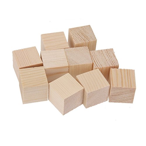 Namvo 12PCS Cubos de Madera - 50mm- Bloques Cuadrados de Madera para la fabricación de Rompecabezas, artesanías y proyectos de Bricolaje