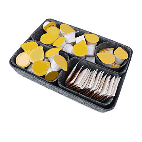 Nati Organizador de Cajones 8Pcs Organizadores de Cosméticos Accesorio Fieltro Cesta de Almacenamiento para Mesa Escritorio Desmontable Bandeja de Almacenaje Gris