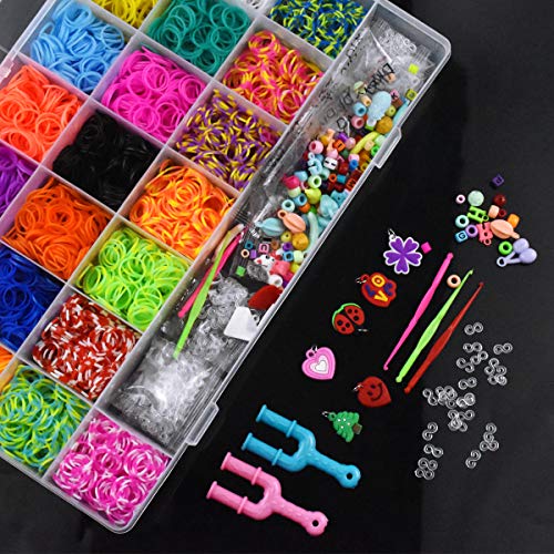 NATUCE 4400PCS Bandas de Goma DIY Cintas de Telar Kit de Pulseras con Bandas de Telar Pulsera Collar Herramienta de Tejer para Niños Juguete, Bandas de Goma para Hacer Pulseras De Colores Loom Kit