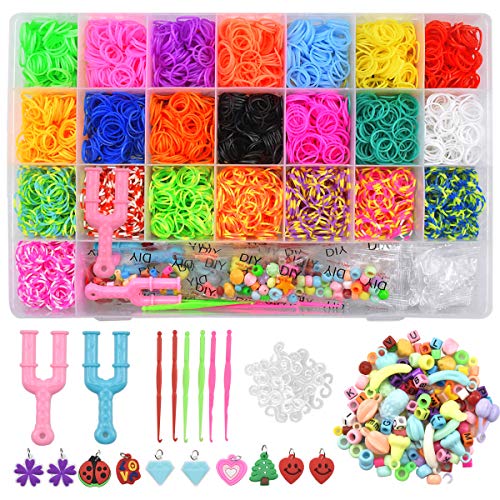 NATUCE 4400PCS Bandas de Goma DIY Cintas de Telar Kit de Pulseras con Bandas de Telar Pulsera Collar Herramienta de Tejer para Niños Juguete, Bandas de Goma para Hacer Pulseras De Colores Loom Kit