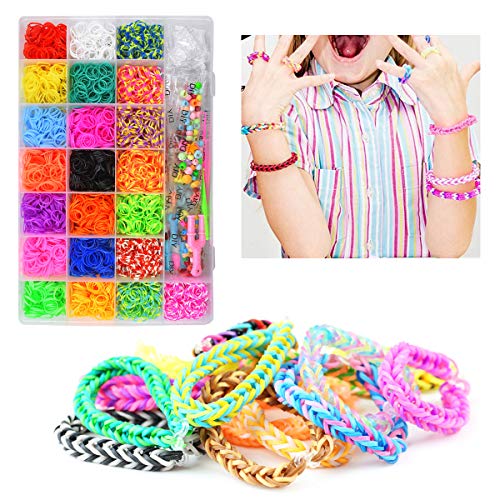 NATUCE 4400PCS Bandas de Goma DIY Cintas de Telar Kit de Pulseras con Bandas de Telar Pulsera Collar Herramienta de Tejer para Niños Juguete, Bandas de Goma para Hacer Pulseras De Colores Loom Kit