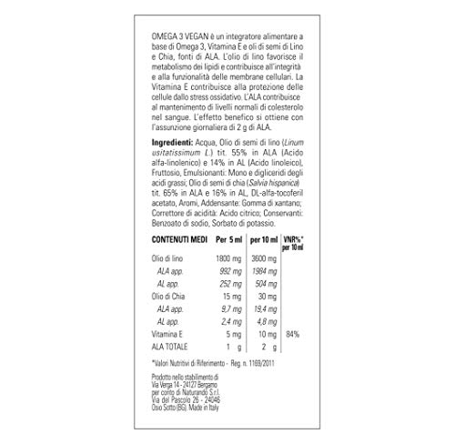 Naturando - Omega 3 Vegan 150 ml - Complemento alimenticio para el Metabolismo de los Lipídos y contribuye a los normales Niveles de Colesterol en la Sangre
