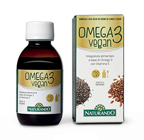 Naturando - Omega 3 Vegan 150 ml - Complemento alimenticio para el Metabolismo de los Lipídos y contribuye a los normales Niveles de Colesterol en la Sangre