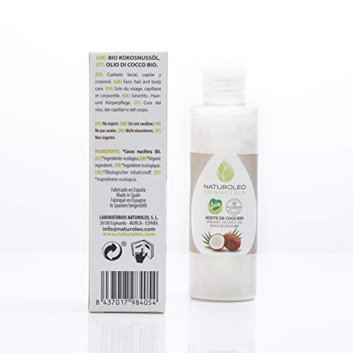 Naturoleo Cosmetics - Aceite de Coco BIO - 100% Puro y Natural Ecológico Certificado