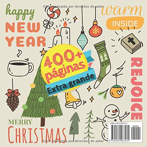Navidad Doodle. Libro de colorear gigante. Los más de 400 temas de imágenes incluyen: cosmético, compras, redes sociales, pelotas, gimnasio, estrella, ... transporte, viajes mundiales, circo y más