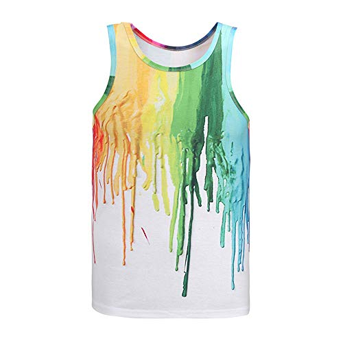 NBNBN Chaleco de Verano para Hombre Sin Mangas de la Camiseta Floja del Chaleco de los Hombres de la Ronda de Cuello elástico Flaco Graffiti Chaleco Beach Alquiler Gimnasio Deportivo y Ropa Casual