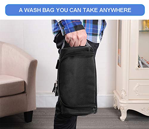 Neceser Hombre Viaje, AOBETAK Bolsa de Aseo Impermeable Gran Capacidad para Colgar, Con Malla y Compartimiento con Cremallera, Artículos de Aseo Juego para Hombres, Mujeres, Deporte,Negro