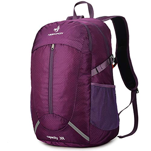 NEEKFOX Mochila de Senderismo Ligera Plegable 30L Viaje Día de Escalada Pack para Hombre Mujer, Peso Ligero Compacta Resistente al Agua Mochila para Deportivas Exterior Acampada