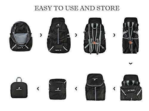 NEEKFOX Mochila de Senderismo Ligera Plegable 30L Viaje Día de Escalada Pack para Hombre Mujer, Peso Ligero Compacta Resistente al Agua Mochila para Deportivas Exterior Acampada